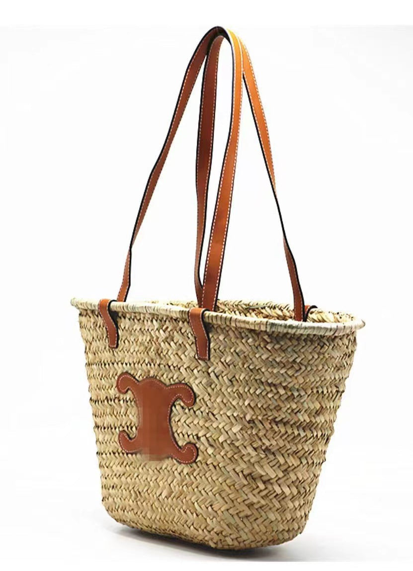 Women's Grass Oblique Knitting Craft Fashion Palm Shoulder Bags