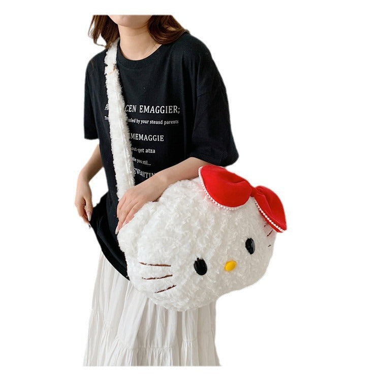 Women's Plush Kitty Big Face Cute Clow Women's Messenger Bag