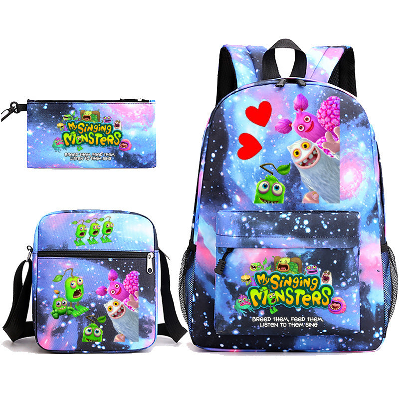 Game Monster Concert Pencil Three-piece Set Backpacks