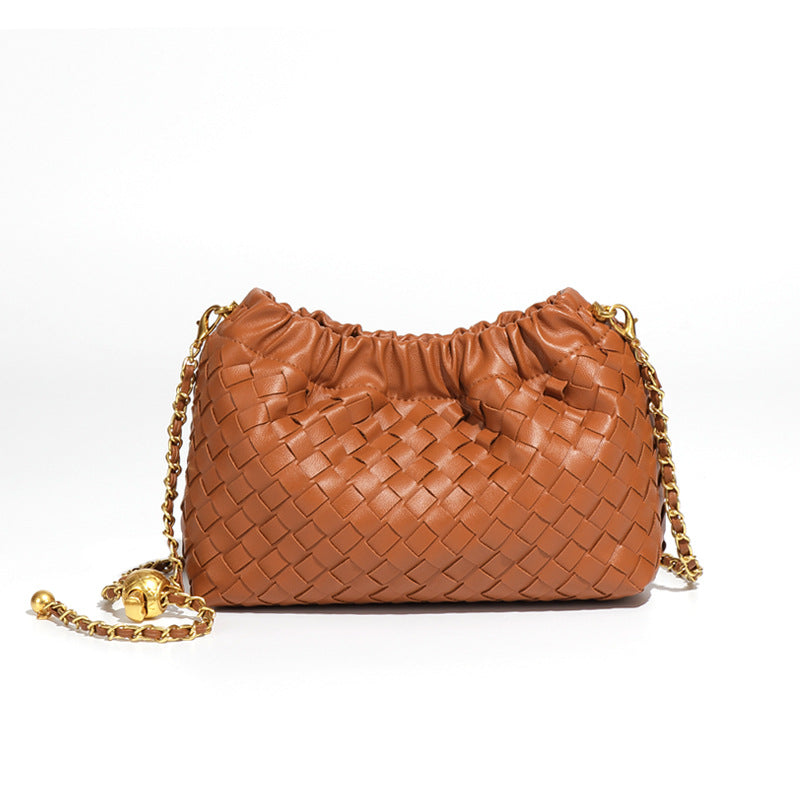 Women's Pleated Cloud Fashion Golden Ball Hand-woven Bags