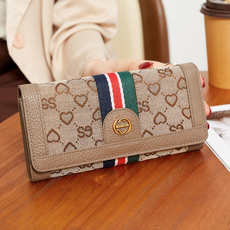 Mobile Integrated Long Simple Folding Female Card Holder