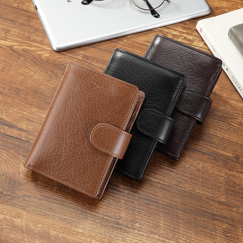 Men's Short Retro Style Genuine Leather First Men's Wallets