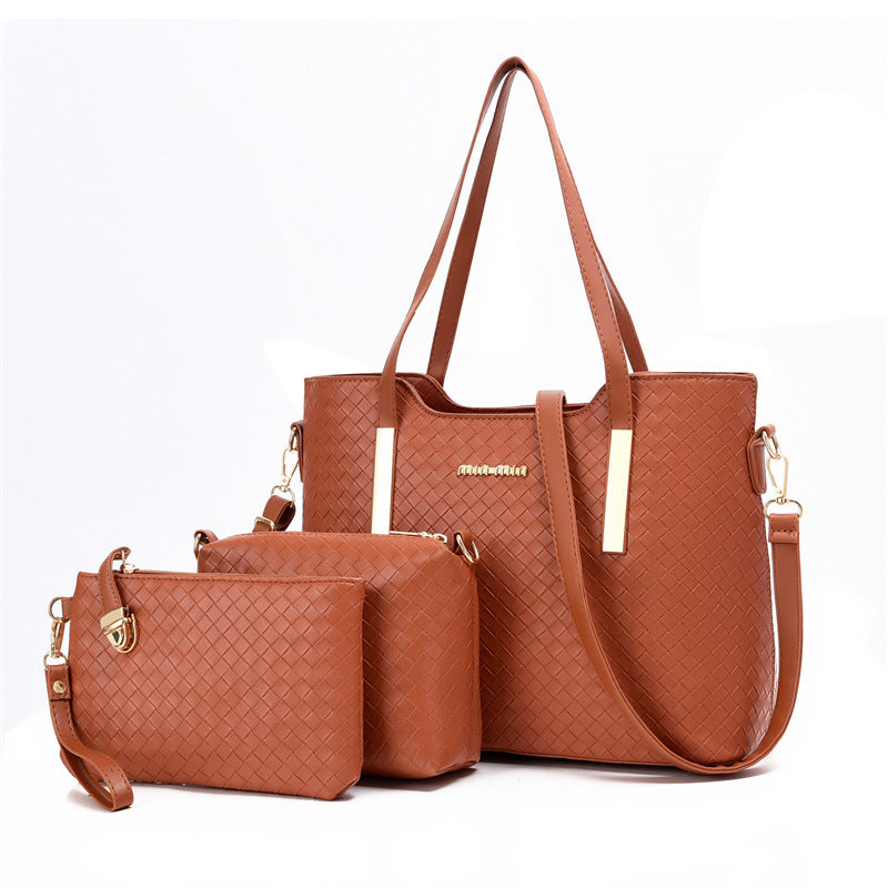 Popular Women's Embossed Woven Three-piece Tide Handbags