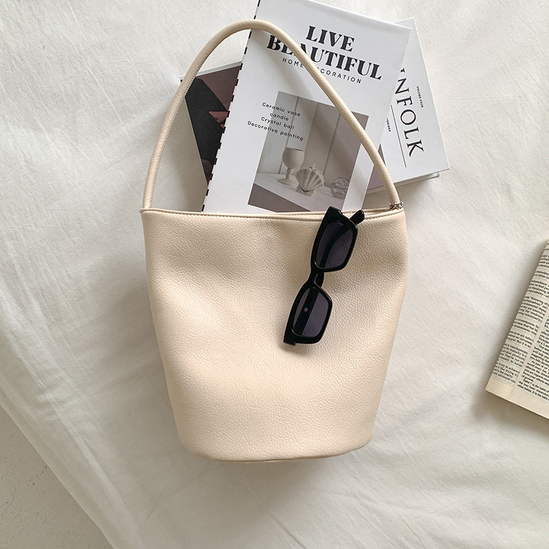 Soft Leather Solid Color Simple Idle Style Large Capacity Women's Shoulder Bag