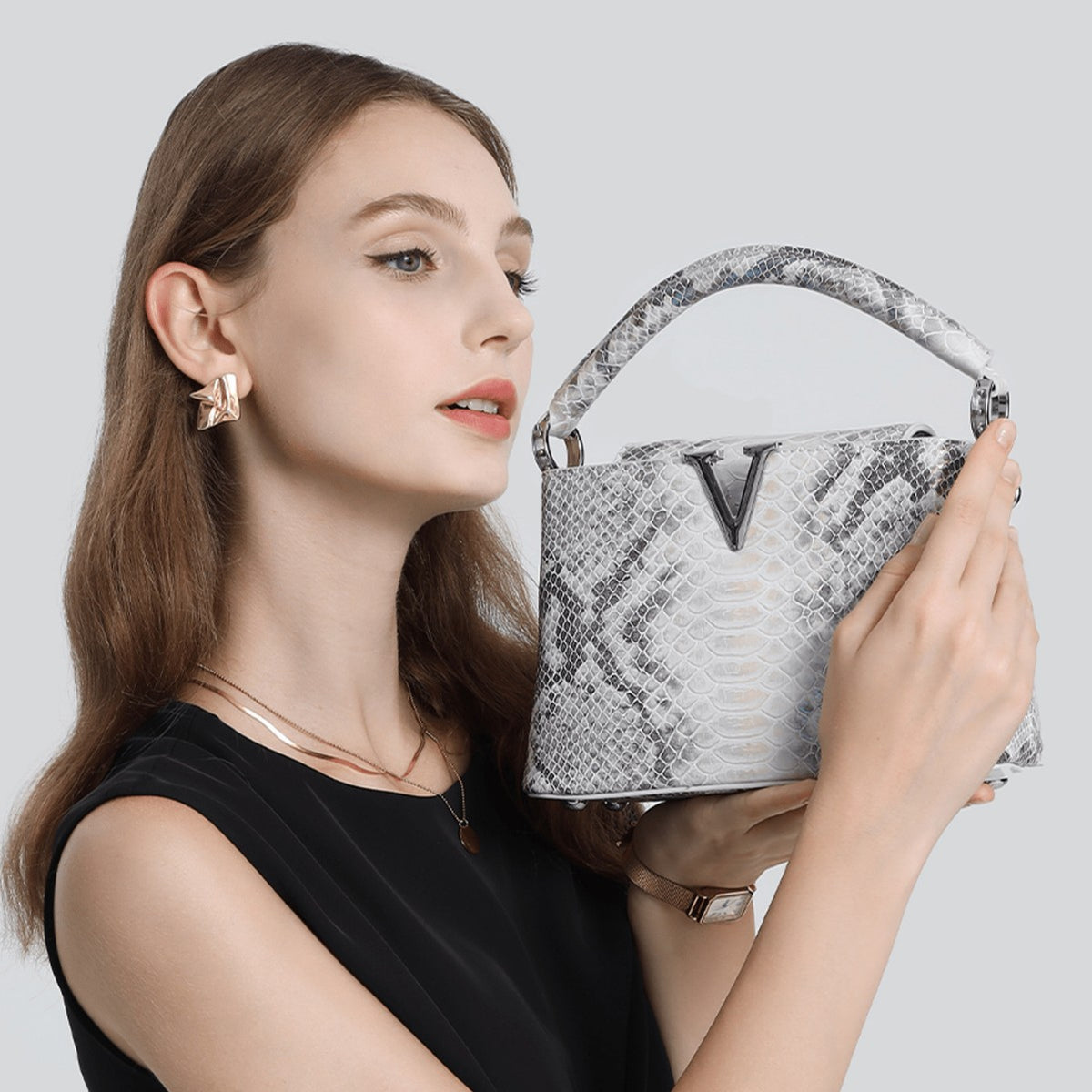 Source Advanced Design Color Snake Pattern Women's Handbag