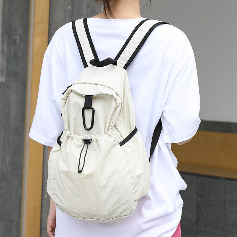 Women's Artistic Nylon Fashionable Pleated Contrast Color Backpacks