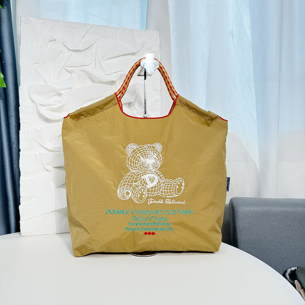 Environmental Protection Embroidery Shopping Nylon Cloth Women's Handbag