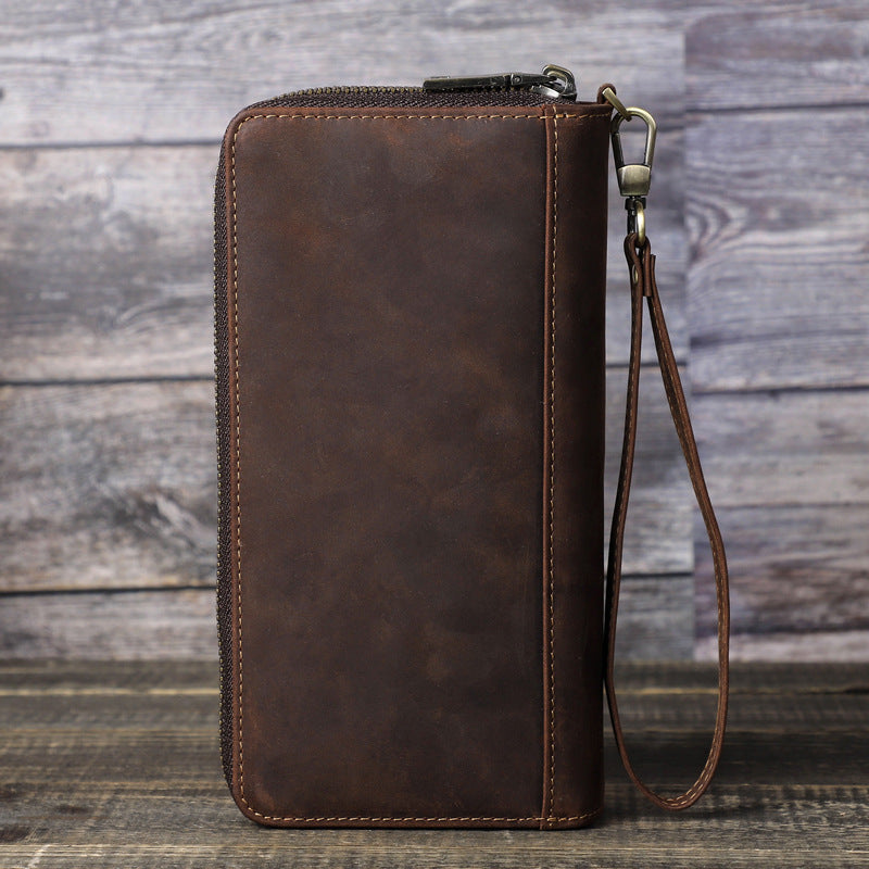 Men's Angel Retro Crazy Horse Leather Long Men's Wallets