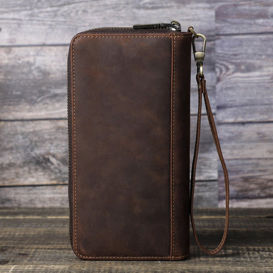 Men's Angel Retro Crazy Horse Leather Long Men's Wallets