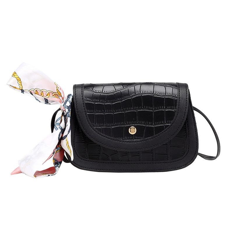 Women's Silk Scarf Fashion Crocodile Pattern Stone Women's Shoulder Bag