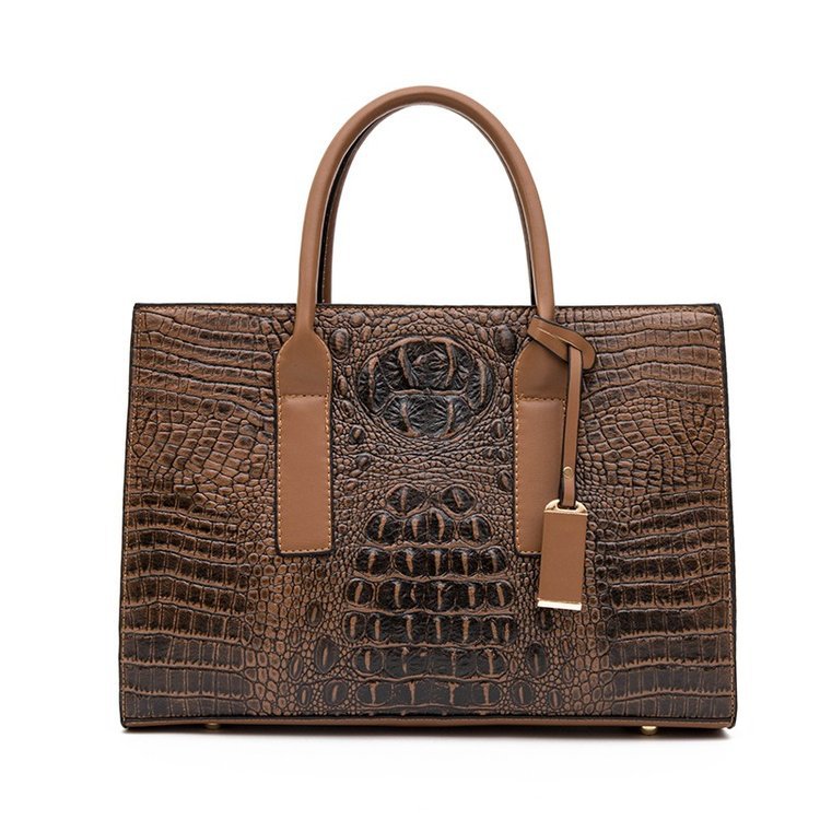 Women's Retro Crocodile Pattern Portable Large Capacity Shoulder Bags
