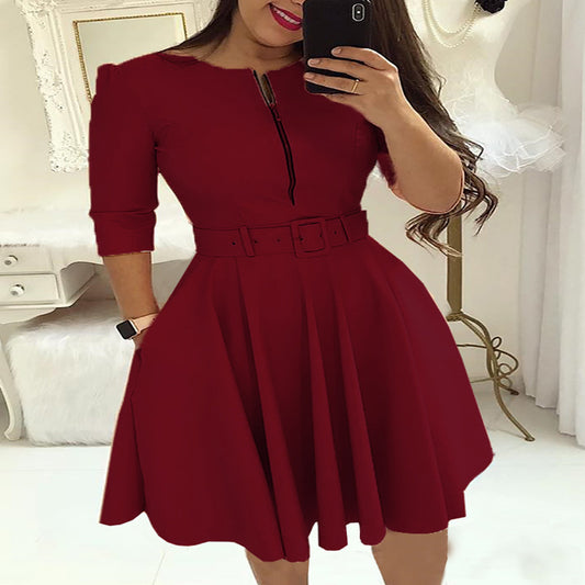 Charming Graceful Autumn Dress With Belt Dresses