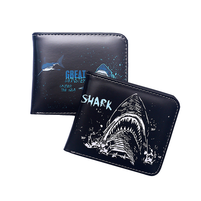 Women's & Men's Shark Short Vintage Animal Print Zipper Coin Purses