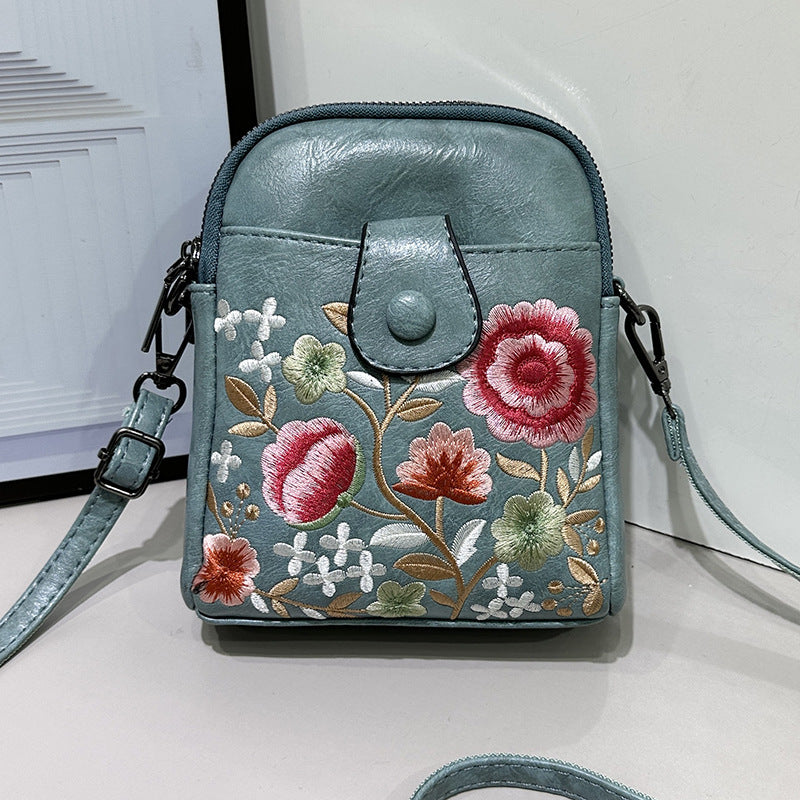 Women's Fashion Female Embroidered Flower Mobile For Bags