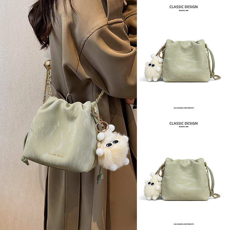 Women's Leather Versatile High Sense Light Luxury Minority Chain Women's Messenger Bag