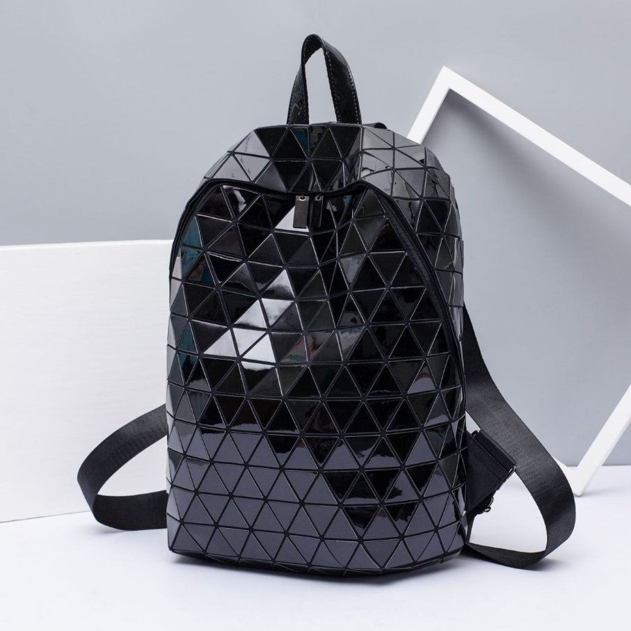 Women's Geometric Luminous Sequined Unisex Rhombus Preppy Backpacks