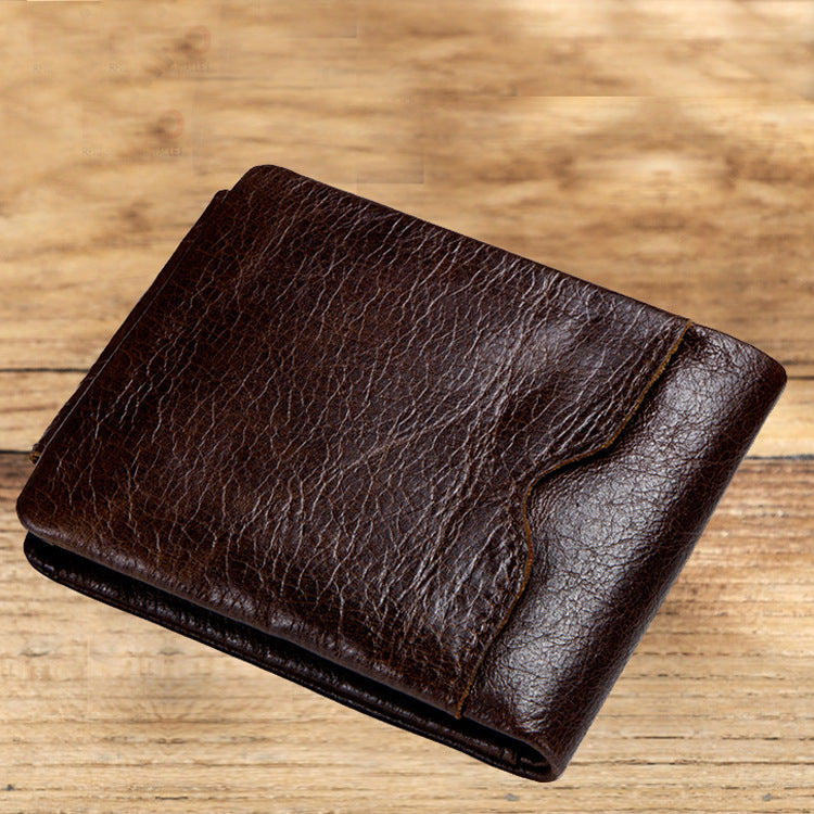 Men's Black Angel Retro Crazy Horse Leather Men's Wallets