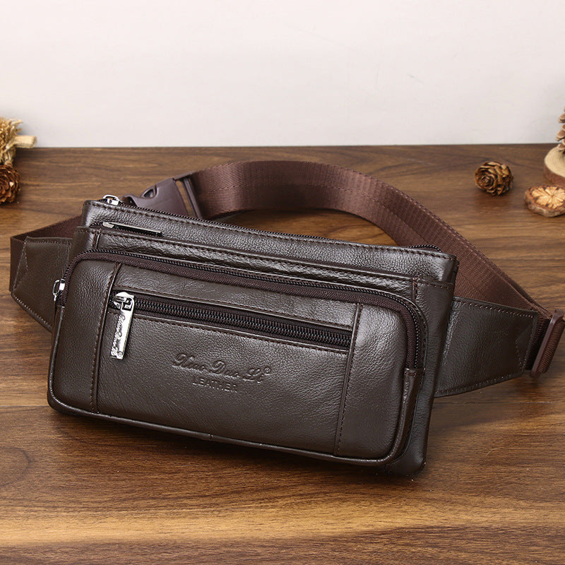 Men's Genuine Leather Mobile Money Collection Work Men's Waist Packs