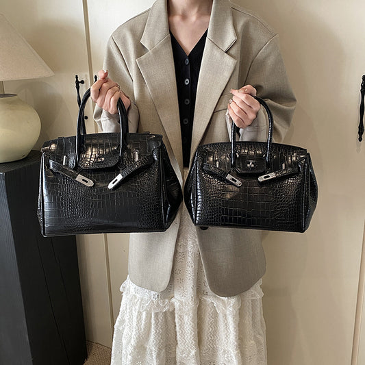 Women's High-grade Crocodile Pattern Portable Platinum Practical Tote Bags