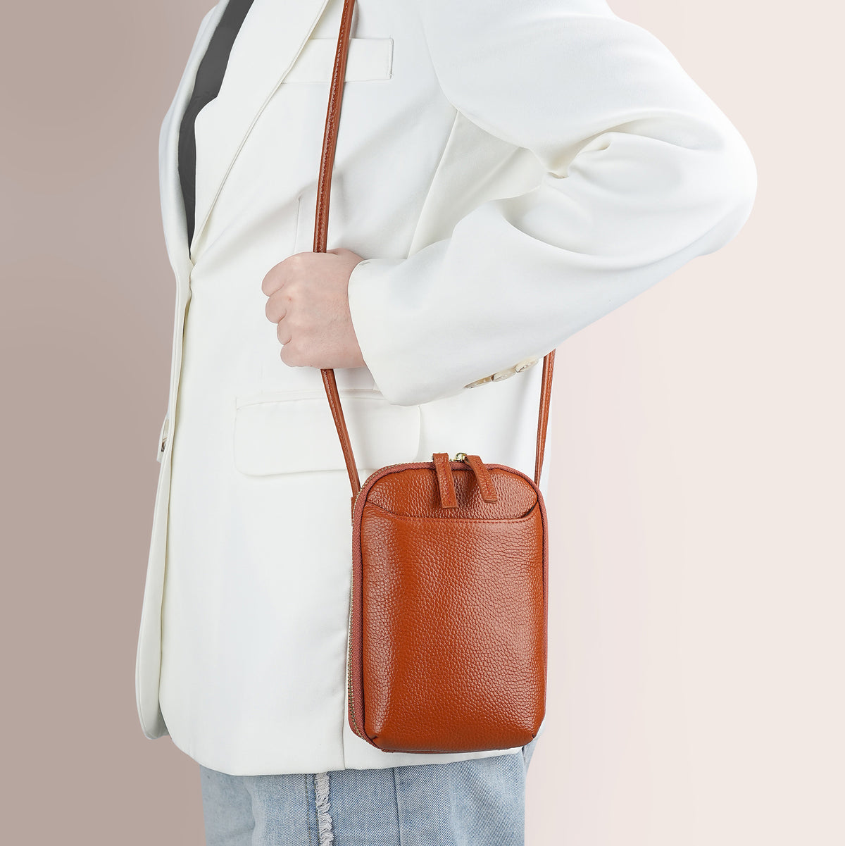 Women's First Layer Cowhide Simple Trend Mobile Mini Genuine Women's Shoulder Bag