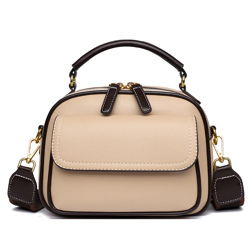 Women's Box Doctor Leather Pattern Versatile Contrast Color Bags