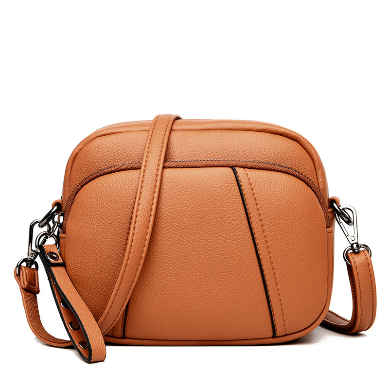Leather Soft Female Fashion Round Large Crossbody Bags