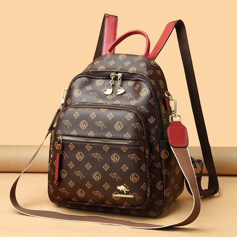 Women's Kangaroo Soft Leather Mummy Large Capacity Backpacks