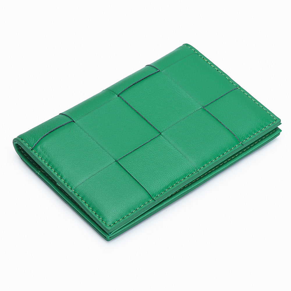 Women's Passport Fashion Sheepskin Woven Fold Cover Storage Ladies Wallet