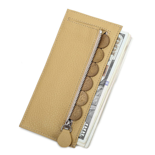 Layer Cowhide Korean Fashion Long Large Card Holder