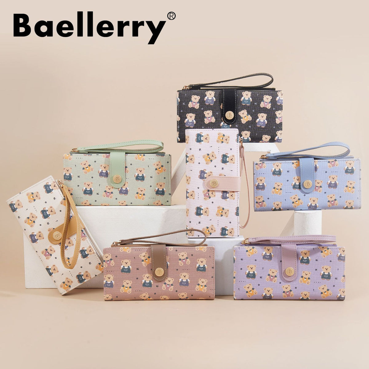Women's Korean Cute Bear Multi Slots Thin Ladies Wallet