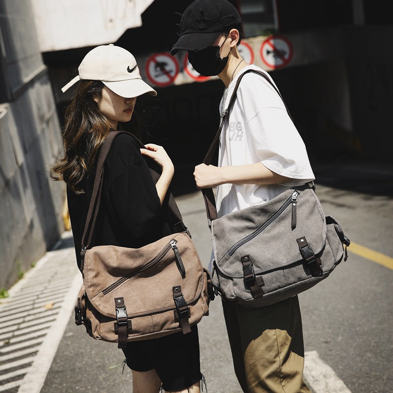 Men's Large Capacity Washed Canvas Trendy Cool Bags