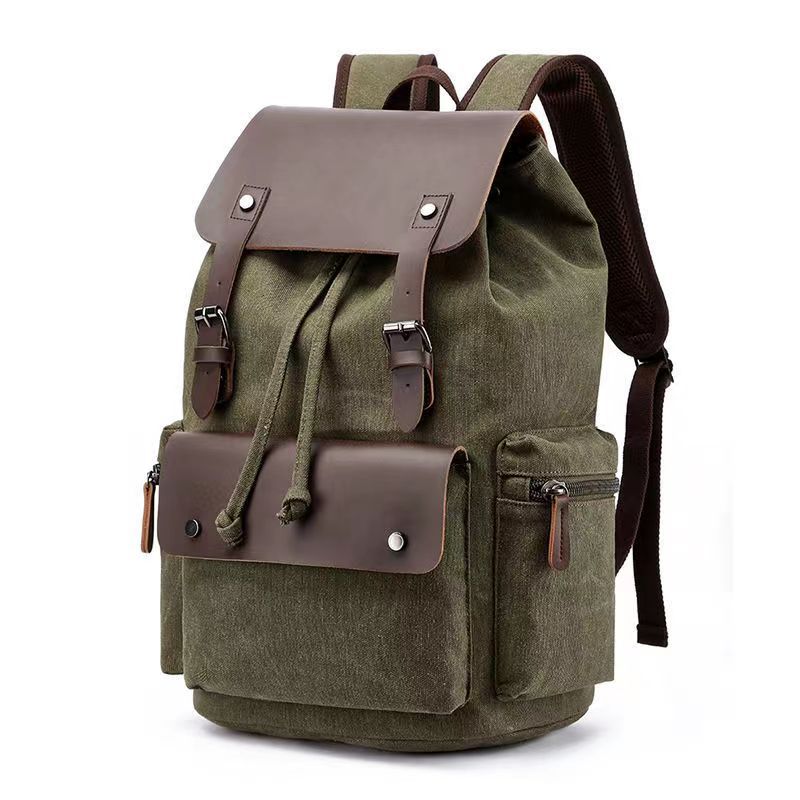 Men's Canvas Computer Personalized Fashion Drawstring Flip Backpacks
