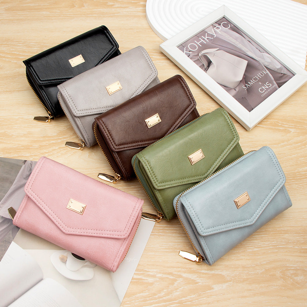 Women's Short Fashion Simple Horizontal Zipper Clutch Ladies Wallet