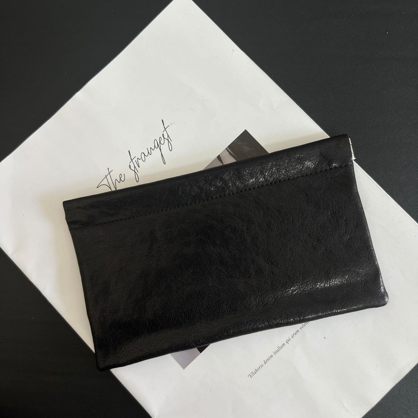 Simple Clutch Top Layer Cowhide Genuine Leather Earphone Ladies Wallets