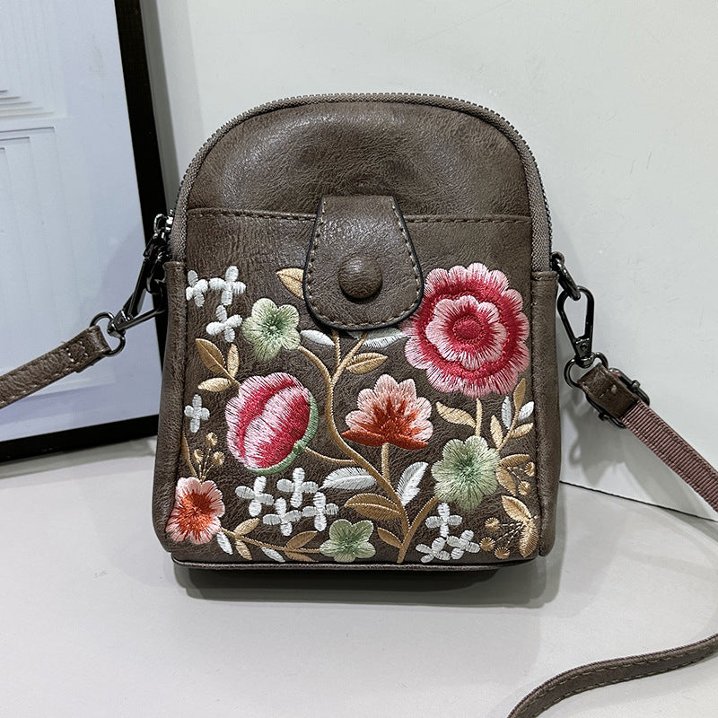 Women's Fashion Female Embroidered Flower Mobile For Bags