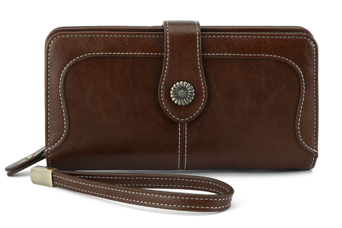 Female Retro Oil Wax Skin Multiple Ladies Wallet