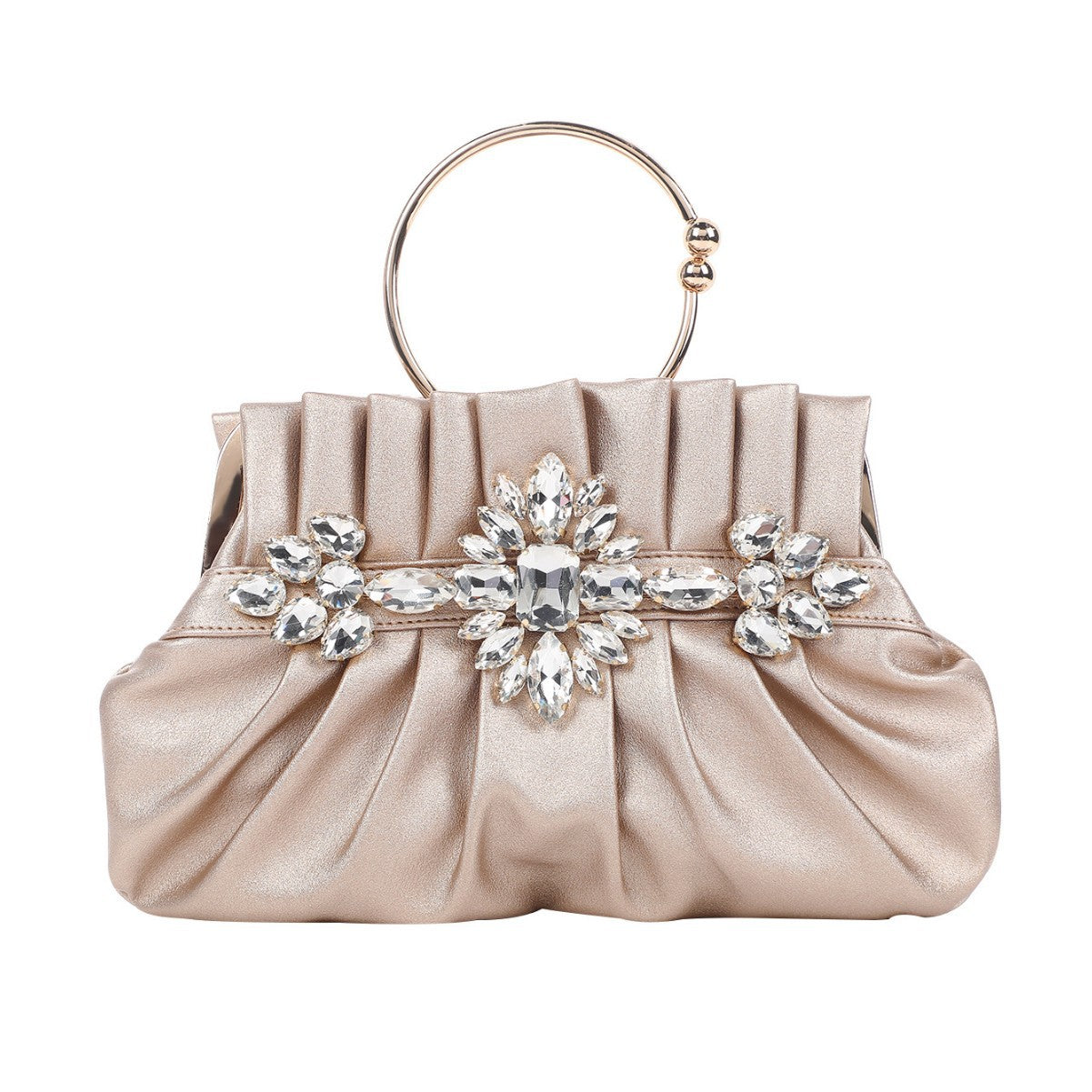 Refined Rhinestone Dinner Pleated Hollow Design Evening Bags