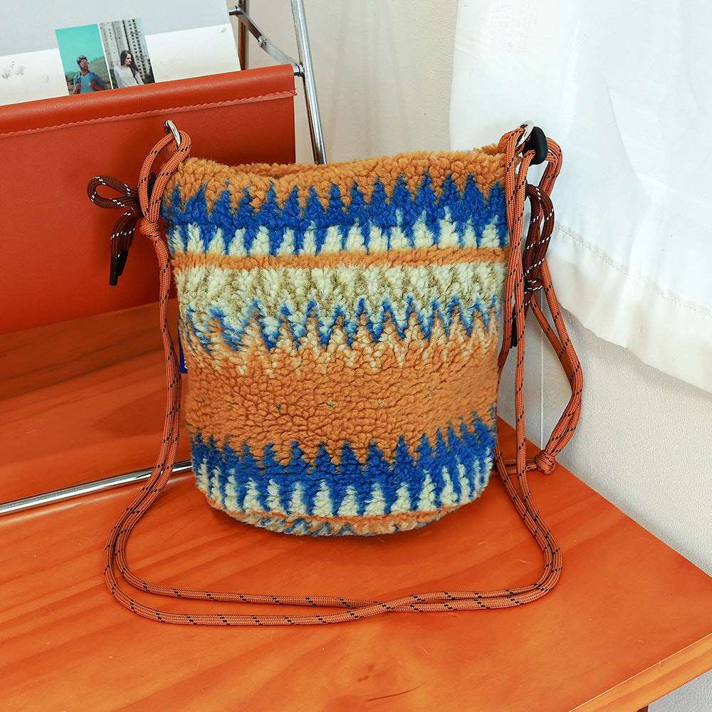 Women's Winter Plush Pouch Lamb Wool Western Style Women's Handbag