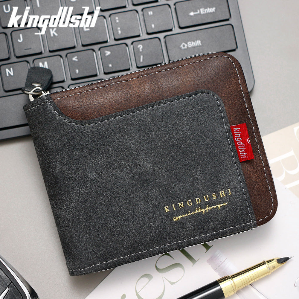 Men's Contrast Short Multiple Slots Chain Hinge Men's Wallet