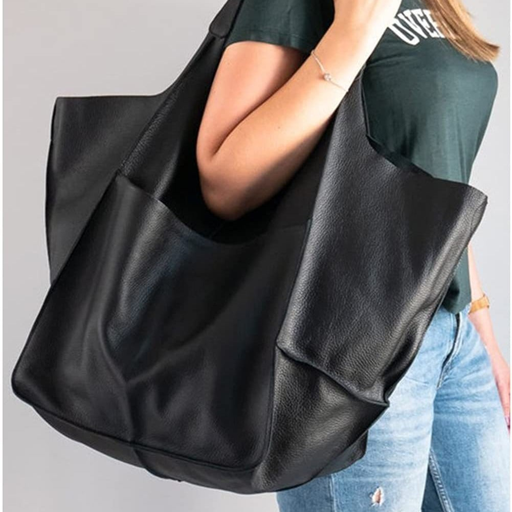 Women's Retro Simple Big Soft Leather Large Women's Shoulder Bag
