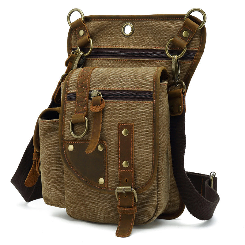 Men's Grid Riding Leg Canvas Fashion Korean Bags