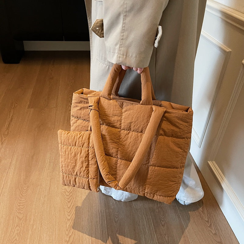 Women's Solid Color Simple Fashion Cotton Coat Women's Shoulder Bag