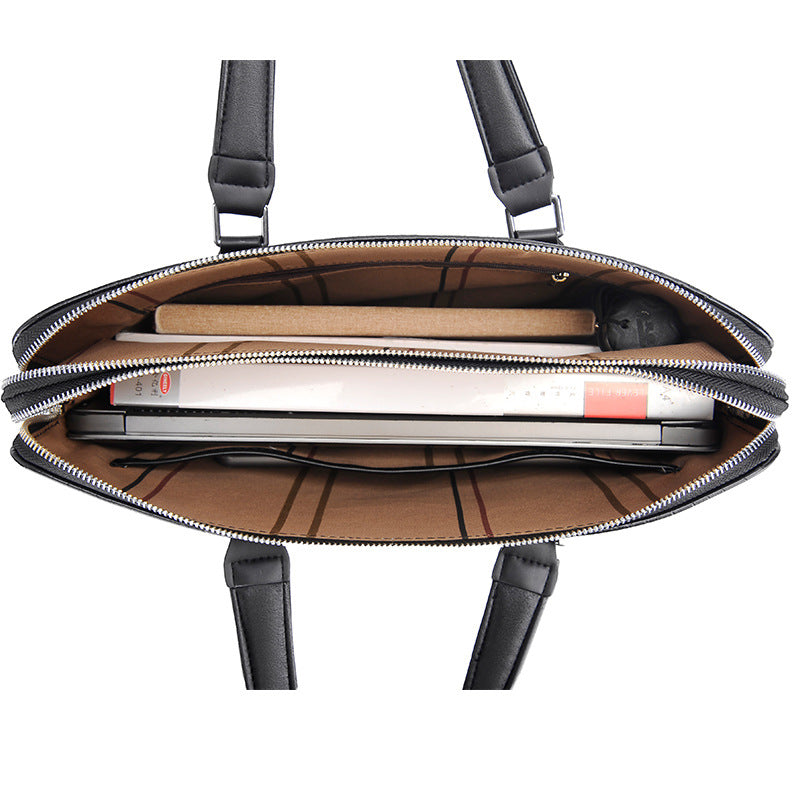 Men's Crocodile Computer Horizontal Double Zipper File Men's Handbags