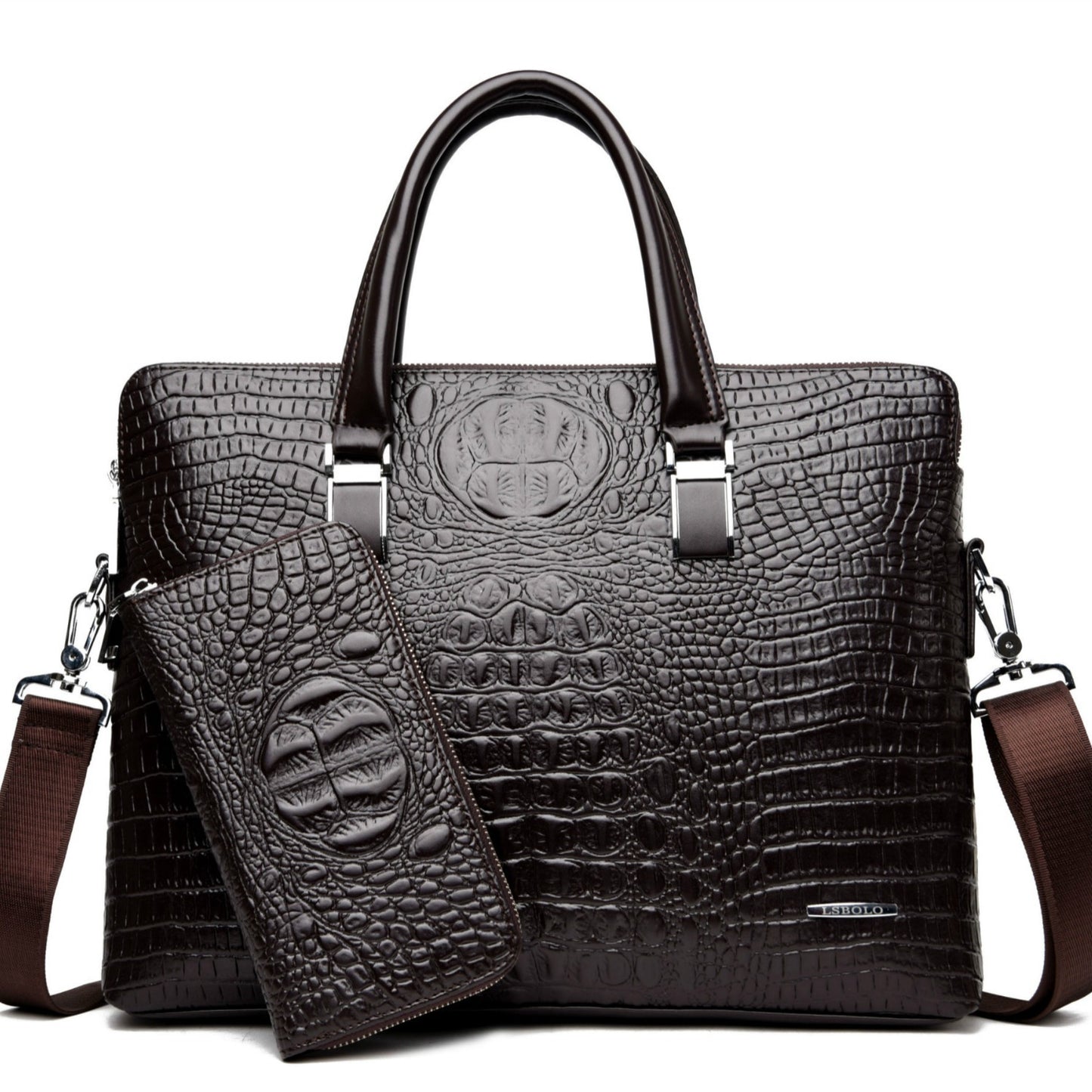 Men's Fashion Alligator Print Document Computer Gift Men's Handbags