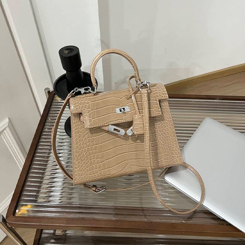 Women's Second Generation Kelly Crocodile Pattern Versatile Portable Stone Women's Messenger Bag