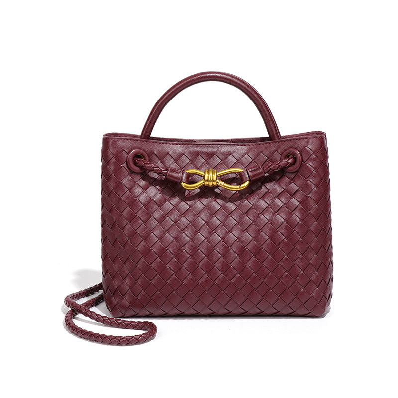 Women's Large Capacity For Pure Color Hand-woven Women's Handbag