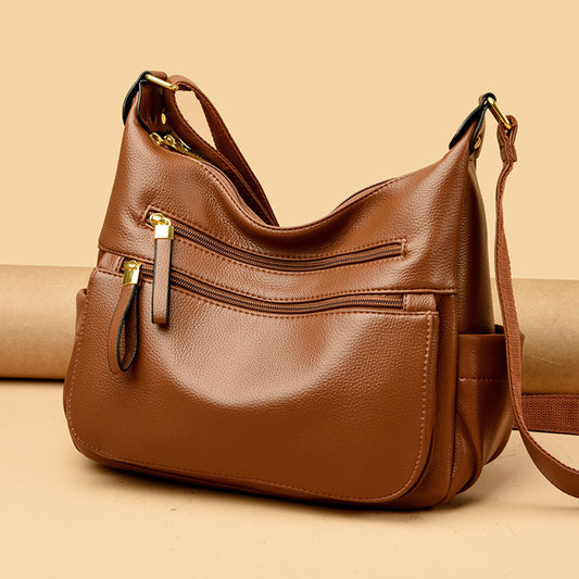 Women's Soft Leather Textured Mother-in-law Simple Shoulder Bags