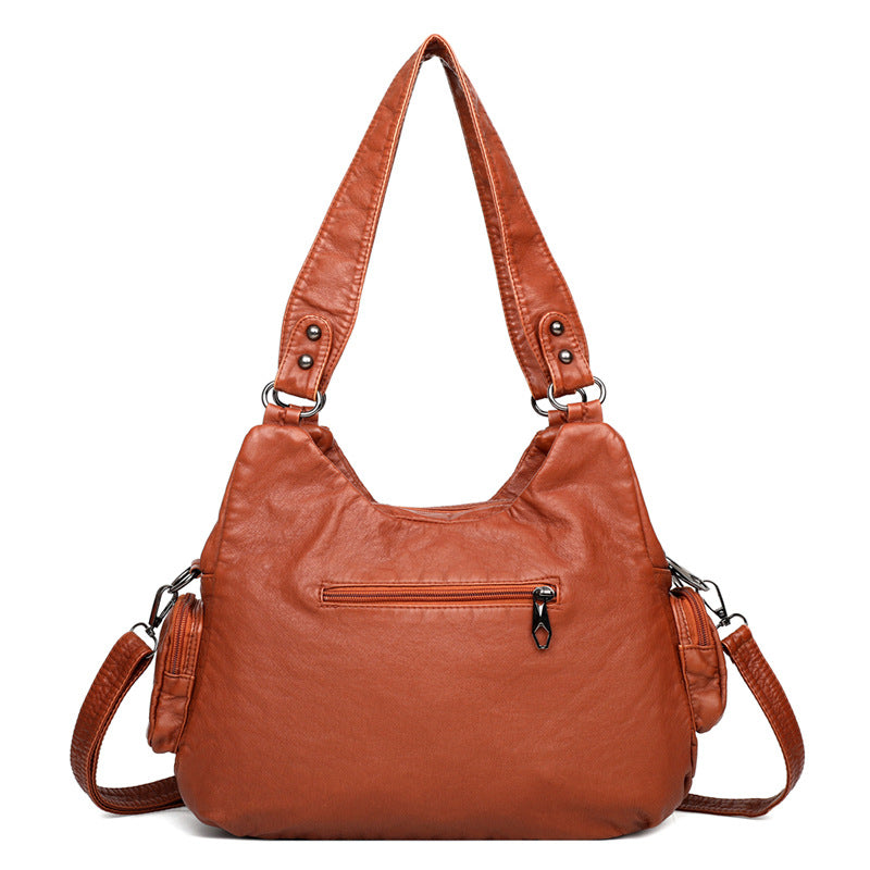 Innovative Women's Washed Leather Soft Practical Shoulder Bags