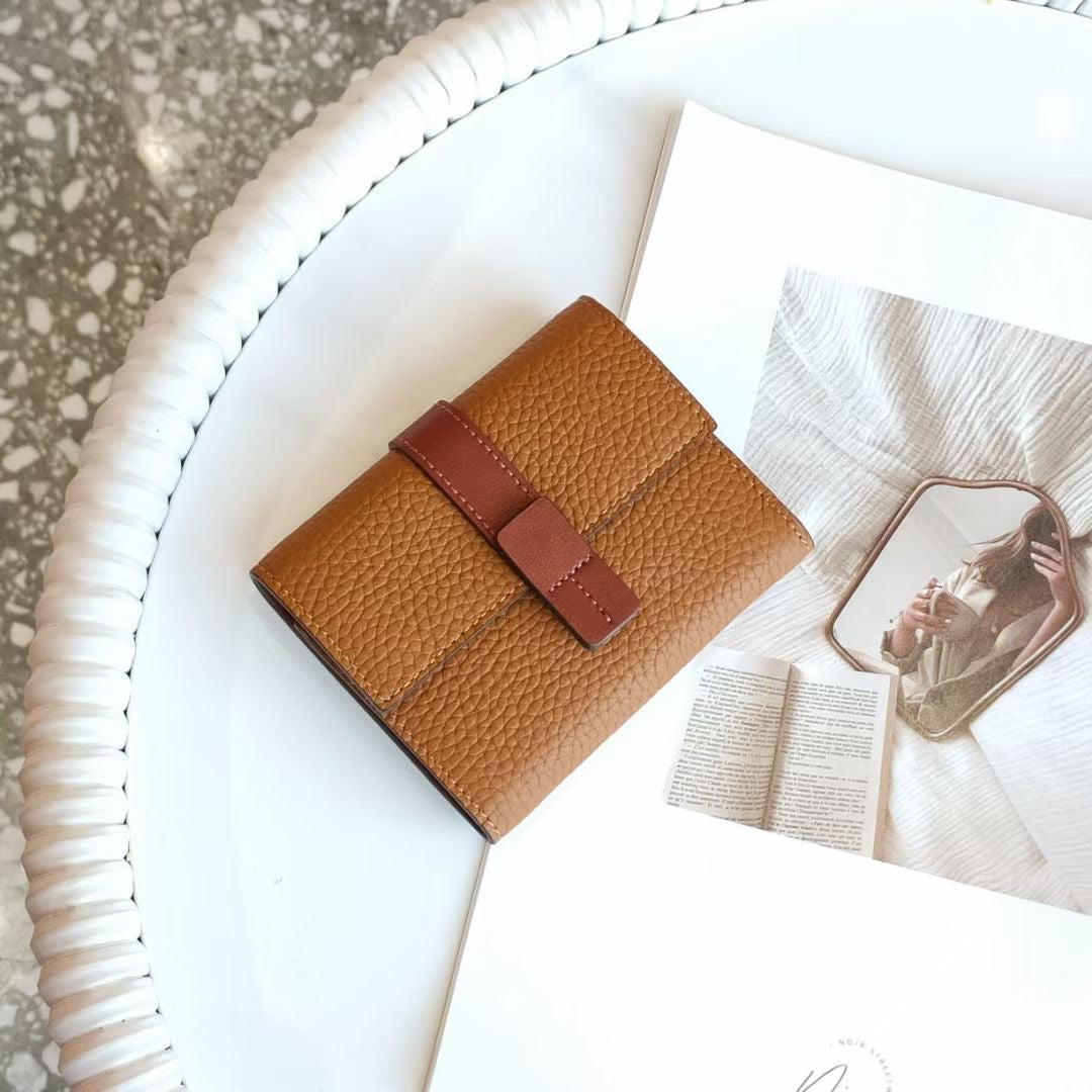 Korean Style Color Matching Top Layer Ladies Wallets