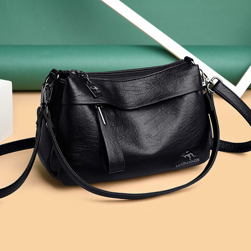 Women's Fashion Solid Color Soft Surface Large Crossbody Bags